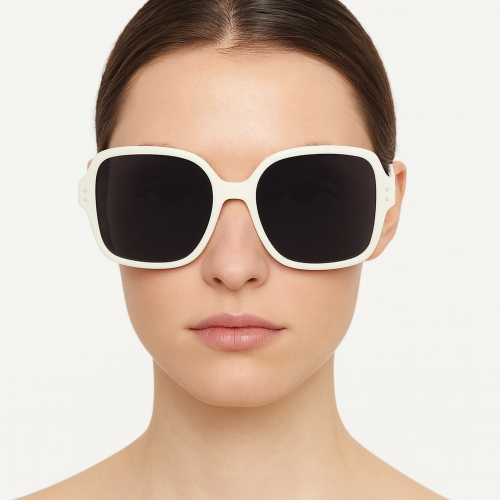 Azzedine Alaïa AA0037S White/Smoke Perforated Square Sunglasses - Picture 1 of 8